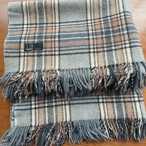 Vintage Dunhill Plaid 100% Wool Fringe Accent Throw in Gray and Tan - Two @ $80